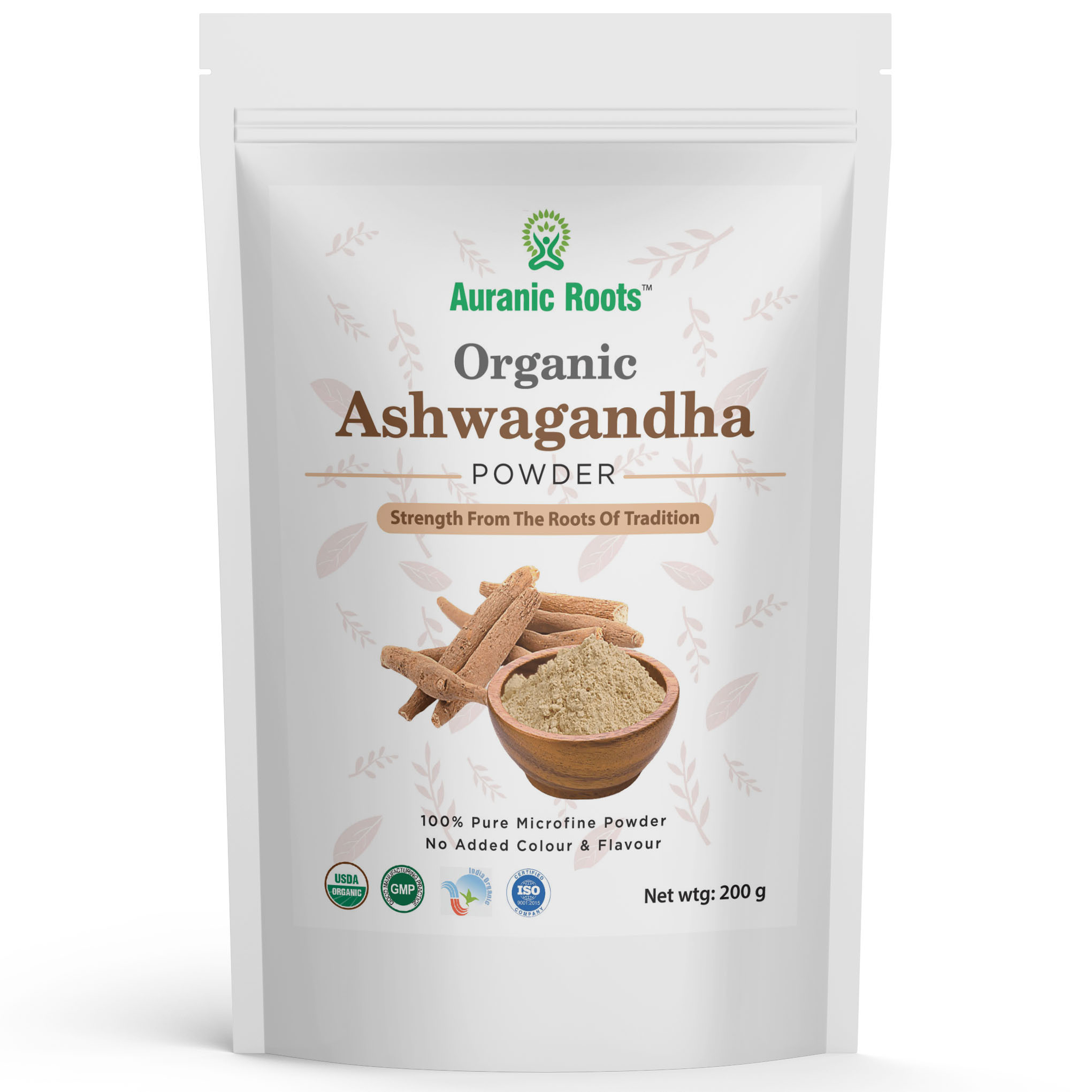 Foil Cosmetic Pouch Bag Packaging Branding Mockup Organic Ashwandha Powder - Image 1
